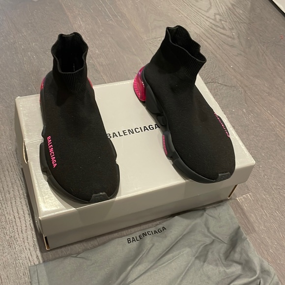 Balenciaga Shoes - Balenciaga Black and Pink Sneakers